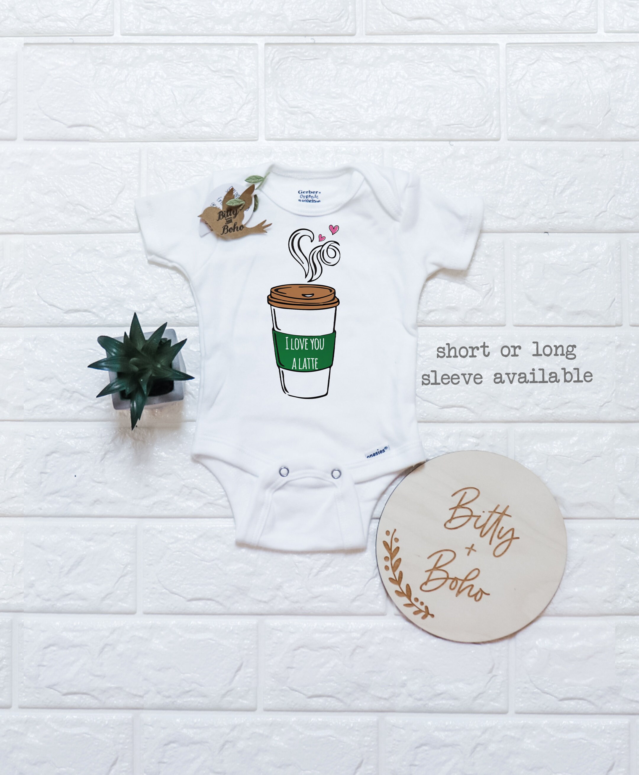 I Love You A Latte Baby Onesie Coffee Onesie Cute Baby Etsy