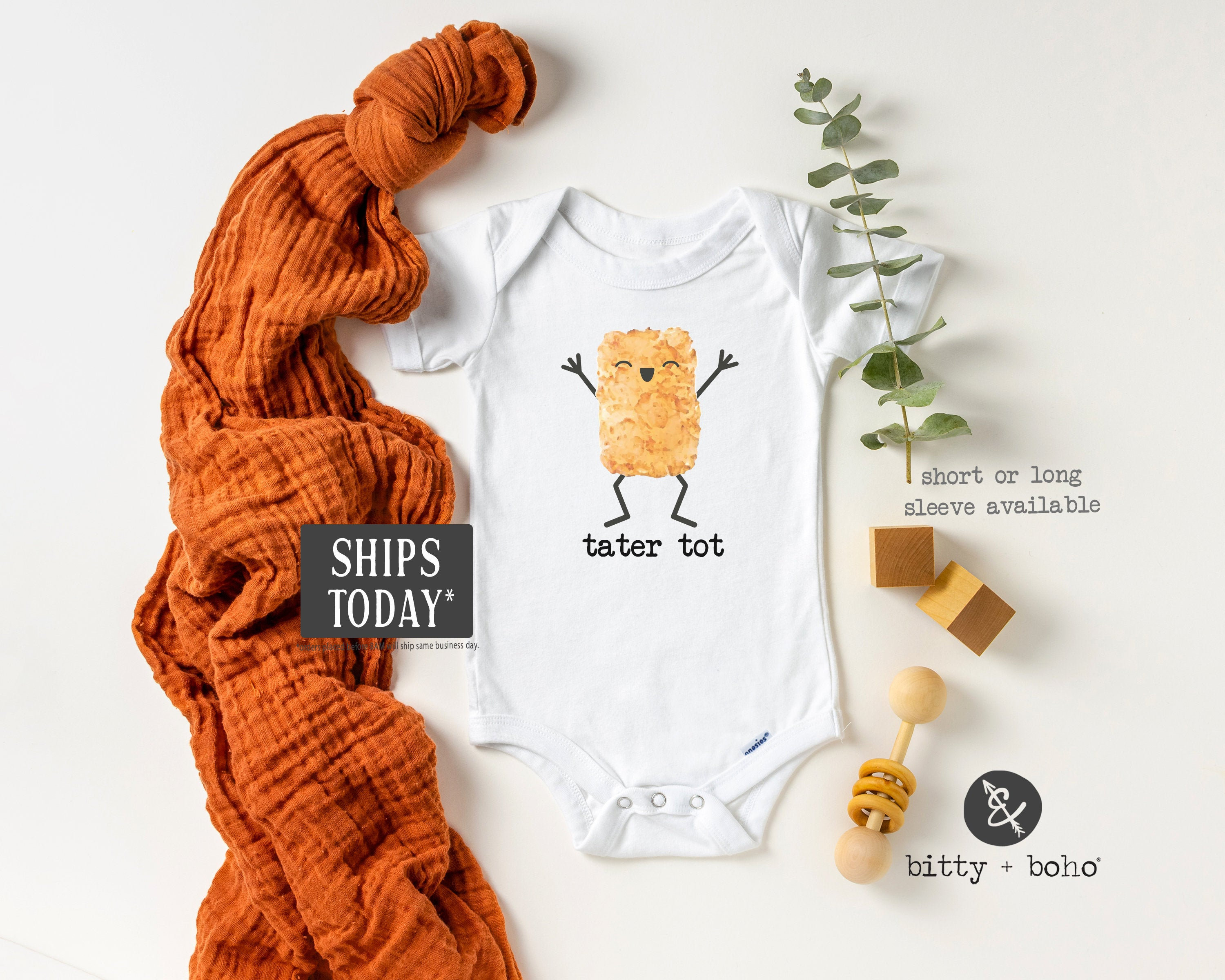 Tater Tot Baby Onesie®, Hipster Baby Bodysuit, Funny Baby Onesies, Unique Baby Gift, Unisex Baby Clothes, Fast Food Onesie, Foodie Onesie