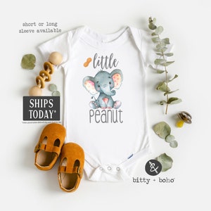 Little Peanut Onesie®, Ropa de bebé unisex, Mono de elefante, Monos divertidos, Accesorio fotográfico para recién nacidos, Regalo de baby shower de elefante, Ropa de bebé boho
