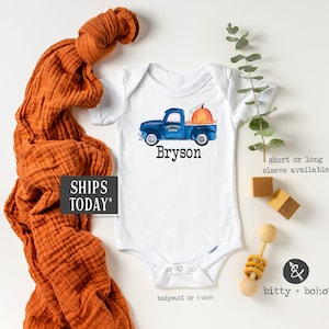 Custom Pumpkin Onesie®, Halloween Onesie, Pumpkin Truck Harvest Custom Onesie,Pumpkin Farm Onesie,Halloween Baby Bodysuit Fall Baby Clothes
