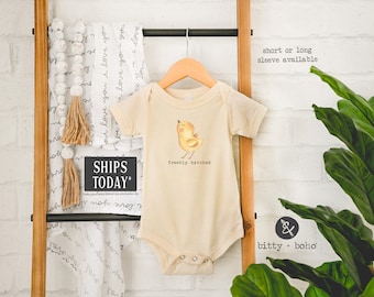 Freshly Hatched Baby Bodysuit, Chicken Baby Bodysuit, Farm Baby Bodysuit, Cute Baby Clothes, Neutral Baby Bodysuits, Minimalist Baby