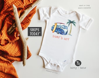 Surf Onesie®,  Baby Shower Gift, Surf's Up Baby Onesie, Hipster Baby, Cute Baby Clothes, Hawaii Baby Onesie, Baby Boy Clothing, Surfer Baby
