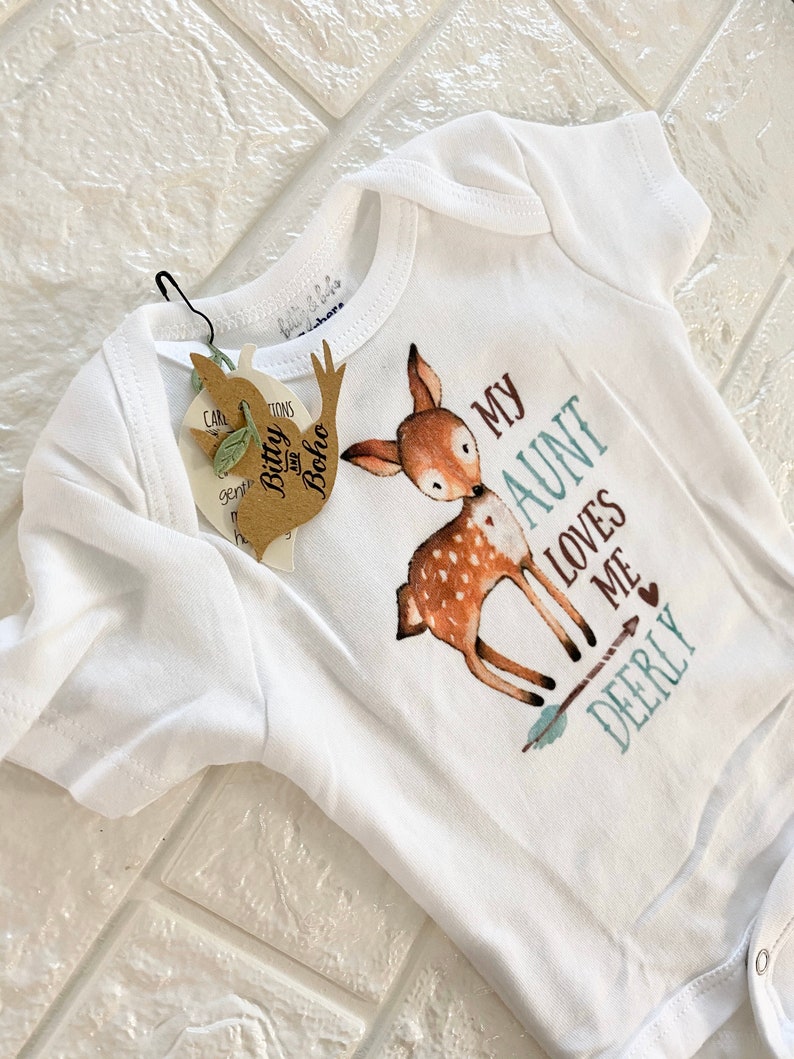 Aunt Onesie® Aunt Gift My Aunt Loves Me Deerly Aunt Baby Etsy
