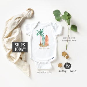 Surf Onesie®,  Baby Shower Gift, Surf&#39;s Up Baby Onesie, Hipster Baby, Cute Baby Clothes, Hawaii Baby Onesie, Baby Boy Clothing, Surfer Baby
