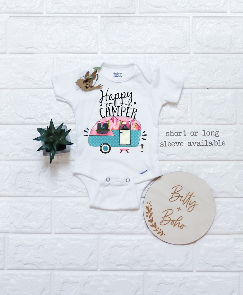 Happy Camper Onesie® Baby Girl Clothes Baby Shower Gift Etsy