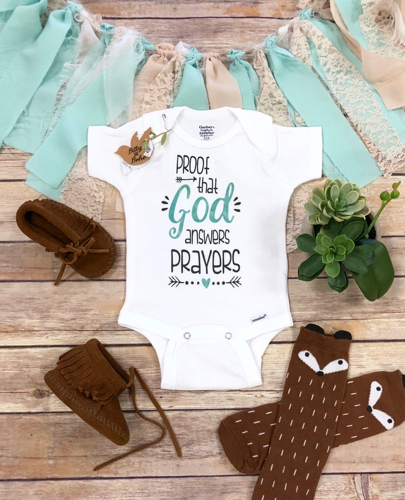 Proof That God Answers Prayers Onesie®, Worth the Wait, Baby Shower Gift, Religious Baby Gift,Unisex Baby Clothes,IVF Pregnancy Announcement image 5