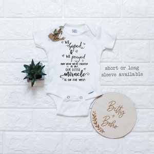 Worth the Wait Onesie®,Pregnancy Announcement,We Hoped and We Prayed,Miracle Onesie,Baby Shower Gift,Religious Baby Gift,Christian Baby Gift image 1