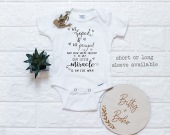 Worth the Wait Onesie®,Pregnancy Announcement,We Hoped and We Prayed,Miracle Onesie,Baby Shower Gift,Religious Baby Gift,Christian Baby Gift