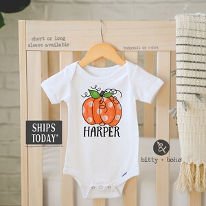 Custom Pumpkin Onesie®, Cute Halloween Onesie, Personalized Pumpkin Shirt, Pumpkin Farm Onesie, Halloween Baby Bodysuit, Fall Baby Clothes