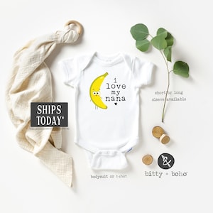 Abuela Onesie®, Amo a mi abuela Onesie, Regalo de bebé de abuela, Bodysuit de bebé de abuela, Nana Onesie, Regalo de bebé divertido, Plátano, Revelación de embarazo