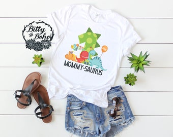 Mama Dinosaur Shirt, Mommy-Saurus Shirt, Cute Mama Shirt, Graphic Tees for Women, Dinosaur Birthday Shirt, Family Matching Birthday Shirts