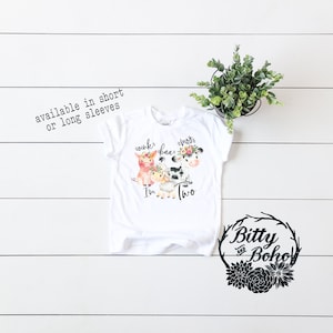 Second Birthday Girl, Oink Baa Moo I&#39;m Two Shirt, Farm Birthday Shirt, Cow Birthday Shirt, Birthday Outfit Girl, Floral Cow Shirt,Farm Shirt