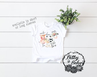 Second Birthday Girl, Oink Baa Moo I'm Two Shirt, Farm Birthday Shirt, Cow Birthday Shirt, Birthday Outfit Girl, Floral Cow Shirt,Farm Shirt