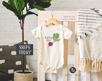 Vegetable Baby Bodysuit, Hippie Baby Bodysuit, Funny Baby Clothes, Baby Boy Clothes, Hipster Baby Clothes, Minimalist Baby Clothes, Beet