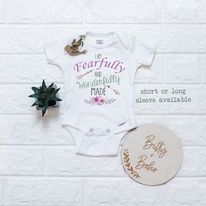 Unique Baby Gift, I Am Fearfully and Wonderfully Made Onesie®, Baby Girl Clothes, Cute Baby Onesies, Christian Baby Girl Gift,Worth the Wait