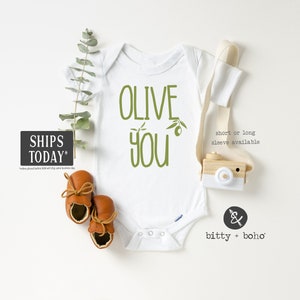 Olive You Baby Onesie®, Hipster Baby, Funny Baby Onesies, Baby Shower Gift, Boho Baby Clothes, I Love You, Unisex Baby Clothes, Baby Gift