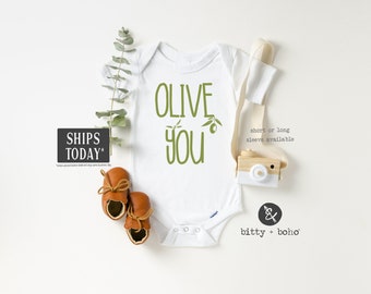 Olive You Baby Onesie®, Hipster Baby, Funny Baby Onesies, Baby Shower Gift, Boho Baby Clothes, I Love You, Unisex Baby Clothes, Baby Gift