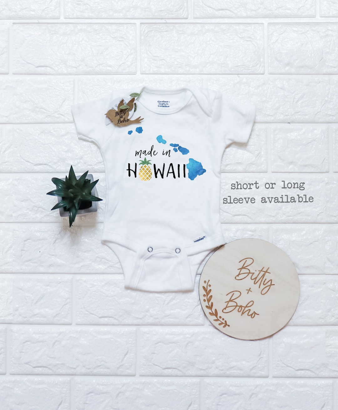 Vintage Hawaiian Baby Bodysuit - Black Short Sleeve Onesie With Humorous Design