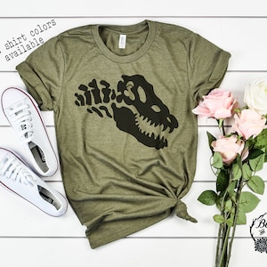 Dinosaur Shirt, Dinosaur Bones Shirt, Dinosaur T-Rex Shirt, Cute Dino Shirt, Jurassic Boho T-Shirt, Graphic Tees for Women, Gifts for Her