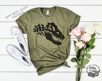 Dinosaur Shirt, Dinosaur Bones Shirt, Dinosaur T-Rex Shirt, Cute Dino Shirt, Jurassic Boho T-Shirt, Graphic Tees for Women, Gifts for Her