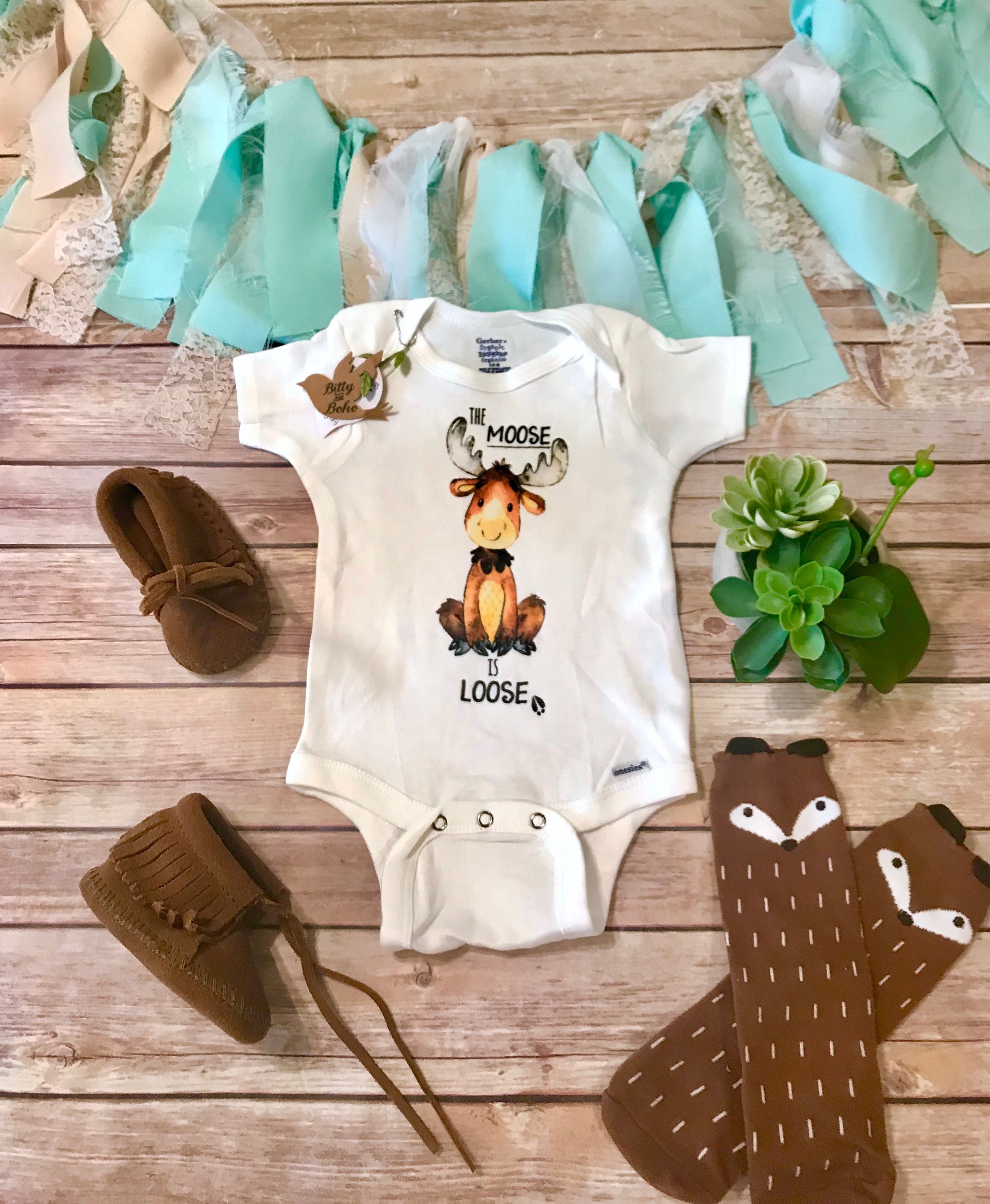 Moose Onesie® Baby Boy Clothes Hipster Baby Clothes Baby