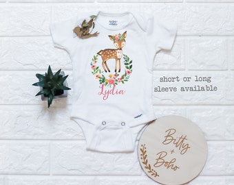 Custom Deer Onesie®, Baby Girl Clothes,Boho Baby Clothes,Personalized Baby Shower Gift,Deer Baby Onesie,Cute Onesies,Boho Baby Bodysuit, Doe