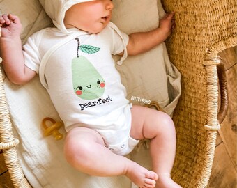 Pearfect Onesie®, Fruit Onesie, Hipster Baby Bodysuit, Funny Baby Onesies, Pear Onesie, Cute Baby Gift, Food Onesie, Farmer's Market Onesie