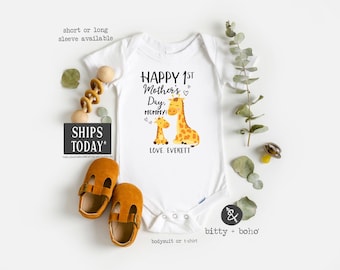 Happy First Mothers Day Onesie®, Happy Mother's Day Onesie, Mother's Day Gift from Baby, Custom Onesie, Giraffe Onesie, Mothers Day Baby