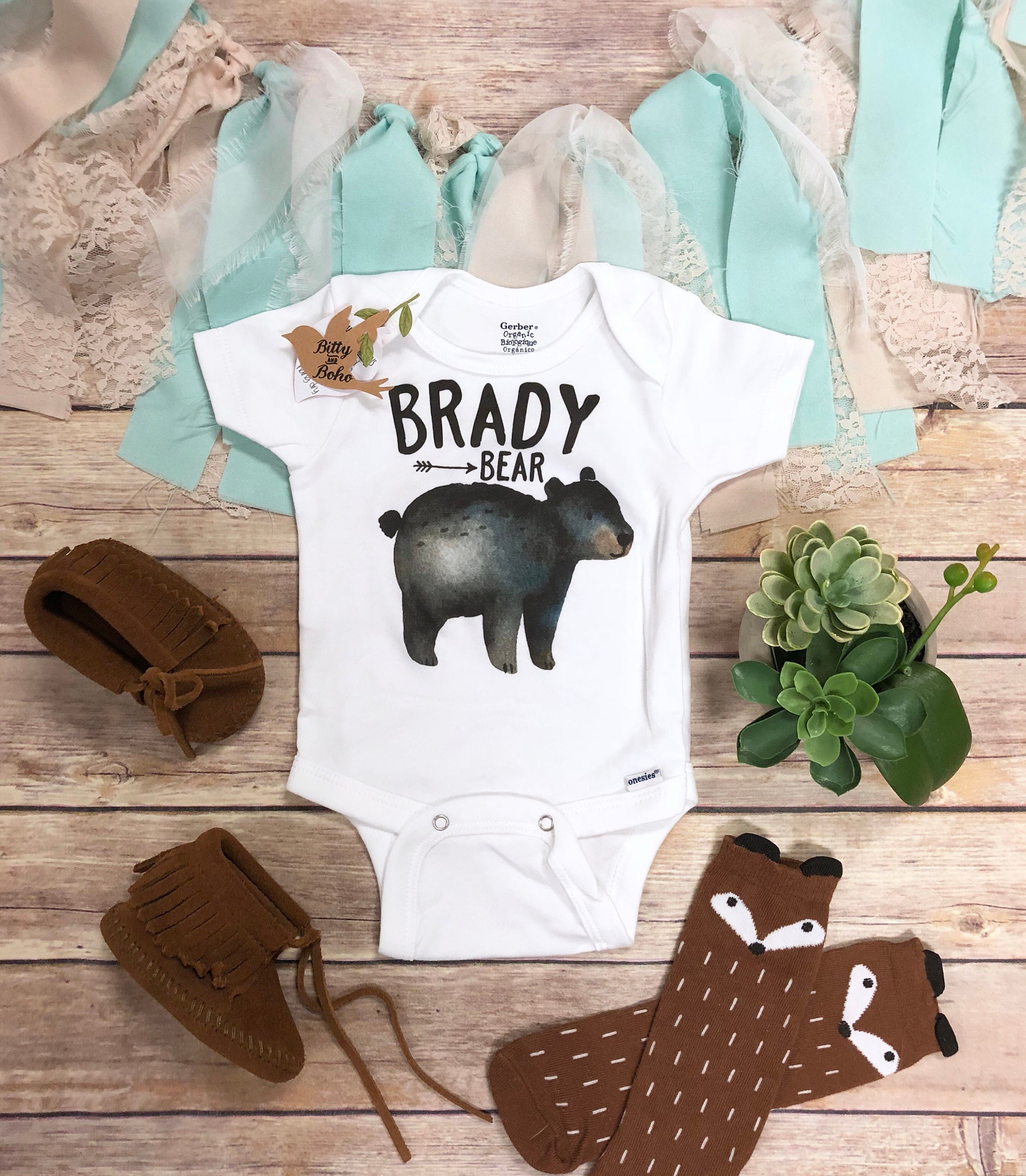 Baby Bear Onesie® Baby Boy Clothes Custom Onesie Baby Name | Etsy