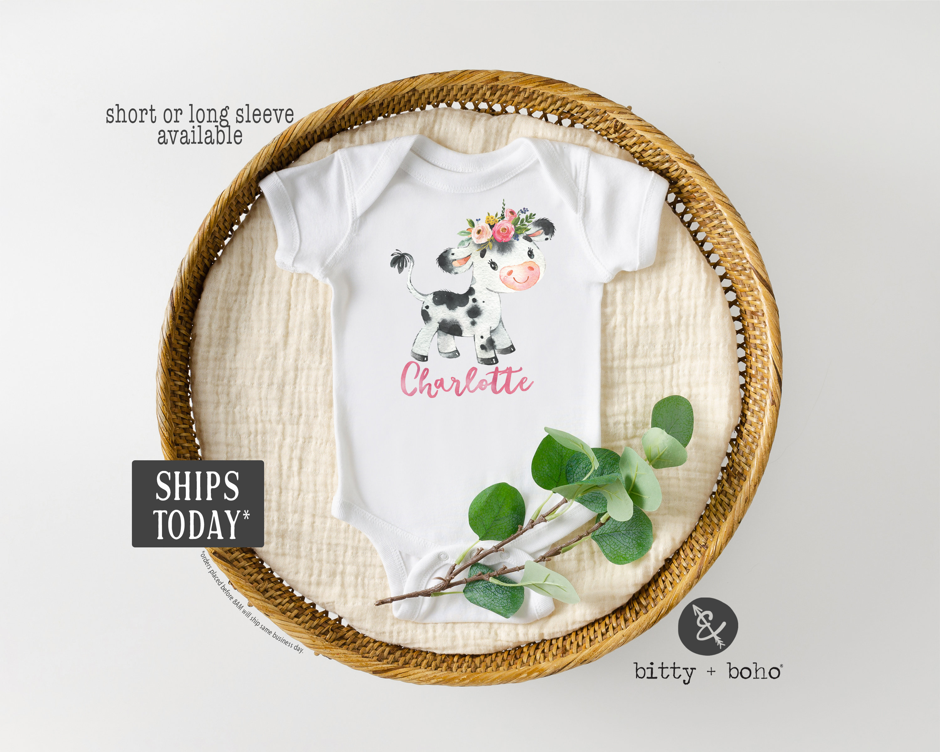 Custom Cow Onesie Cow Baby Shower Baby Girl Clothes Cow