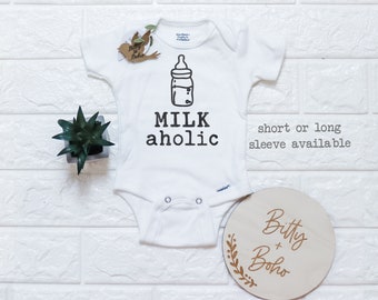 Milkaholic Onesie®, Hipster Baby, Funny Baby Onesies, Baby Shower Gift, Breastfeeding, Milk Shirt, Unisex Baby Clothes, Milk Onesie, Bottle