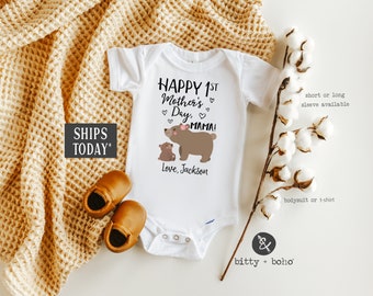 Happy First Mothers Day Onesie®, Happy Mother's Day Onesie, Mother's Day Gift from Baby, Custom Onesie, Bear Onesie, Mothers Day Baby Outfit