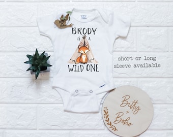 First Birthday Boy, Wild One Onesie®, Custom Woodland Birthday Shirt, One Shirt, First Birthday Outfit Boy, Fox Birthday Party Shirt,1 Shirt