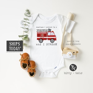 Firefighter Onesie®, Baby Boy Clothes, Baby Shower Gift, Funny Onesies, Firefighter Baby, Firetruck Shirt, Fire Truck Shirt, Fireman Baby