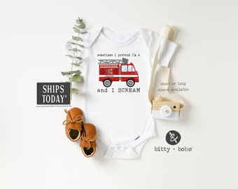 Firefighter Onesie®, Baby Boy Clothes, Baby Shower Gift, Funny Onesies, Firefighter Baby, Firetruck Shirt, Fire Truck Shirt, Fireman Baby