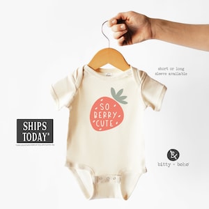 Dus Berry schattige baby body, aardbei baby body, fruit baby body, schattige babykleding, neutrale baby body, minimalistische baby
