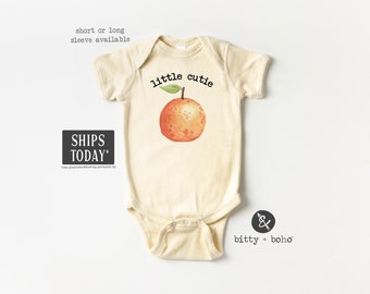 Little Cutie Baby Bodysuit, Orange Baby Bodysuit, Cute Baby Clothes, Unisex Baby Bodysuit, Minimalist Baby Clothes, Fruit Baby Bodysuit