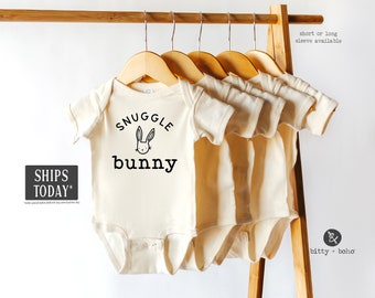 Snuggle Bunny Baby Bodysuit, Funny Bunny Romper, Bunny Nursery, Cute Baby Clothes, Hipster Baby Clothes, Minimalist Baby Clothes,Be Happy