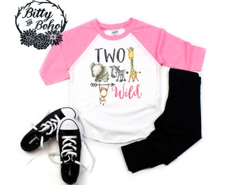 Second Birthday Shirt, Two Shirt, Two Wild Shirt, Zoo Birthday, Second Birthday Outfit, Pink Shirt, 2nd Birthday Outfit Girl, Two Years Old