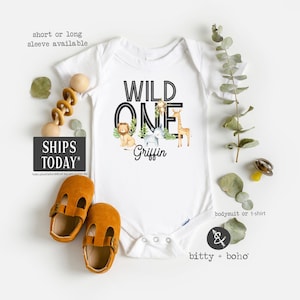 First Birthday Boy, Wild One Onesie®, Custom Zoo Birthday Shirt, One Shirt, First Birthday Outfit Boy, Zoo Birthday Party Shirt, Zoo Animals