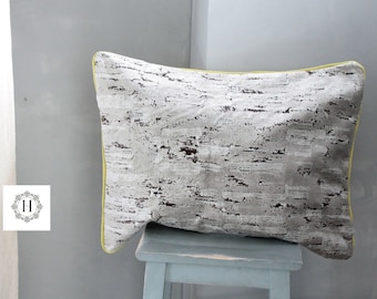 Lemon yellow velvet cushion, taupe velvet cushion, bohemian chic cushion, unique cushion, gift for her, velvet upholstery,