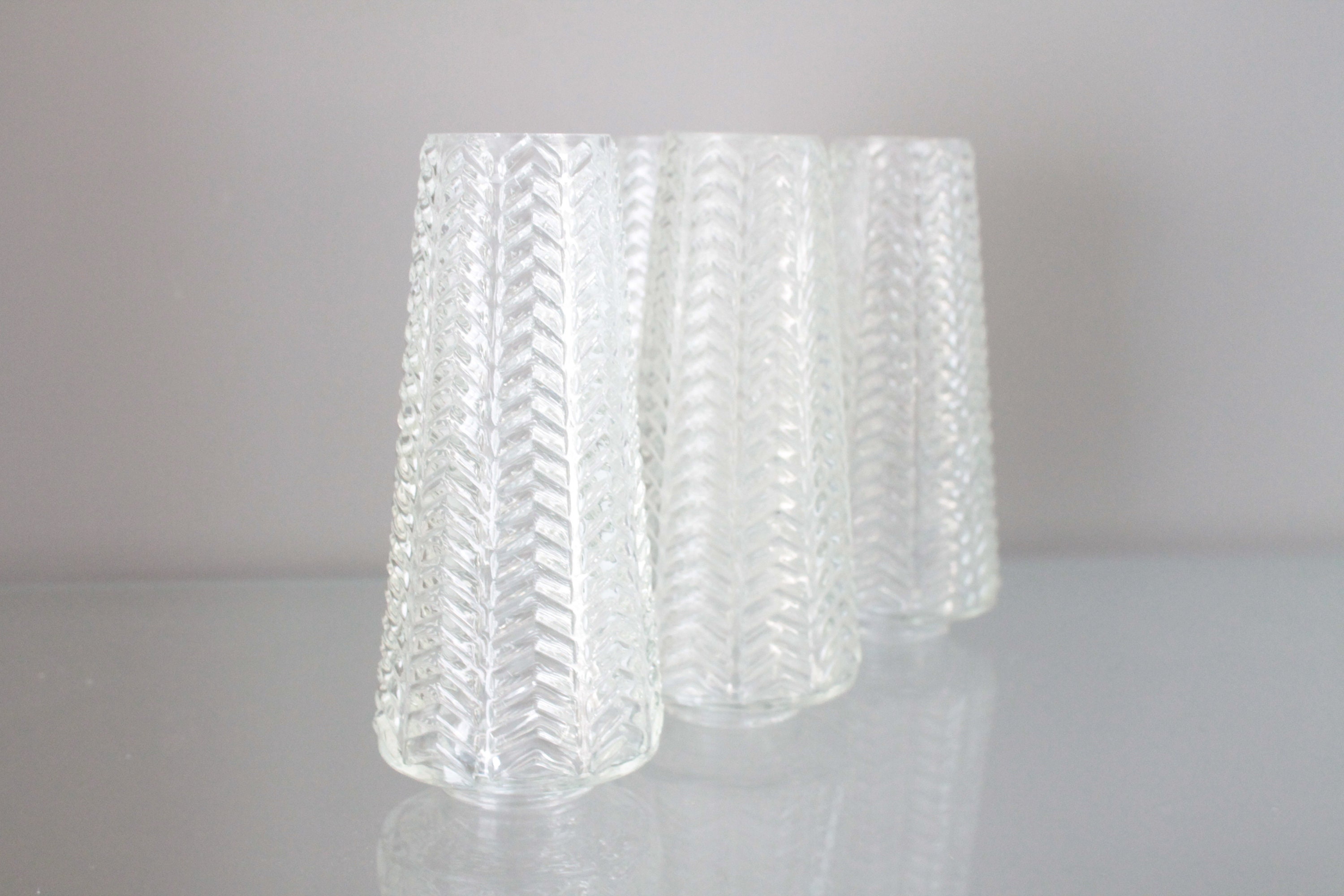 1 Shade Fixture Vintage French Glass Transpa Molded 1