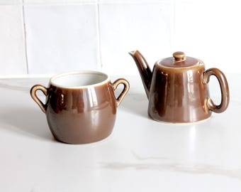 Vintage French Pillivuyt Porcelain Teapot and Sugar Bowl Set | Heat Resistant White Ironstone Style “Pillivite” Early 20th Century