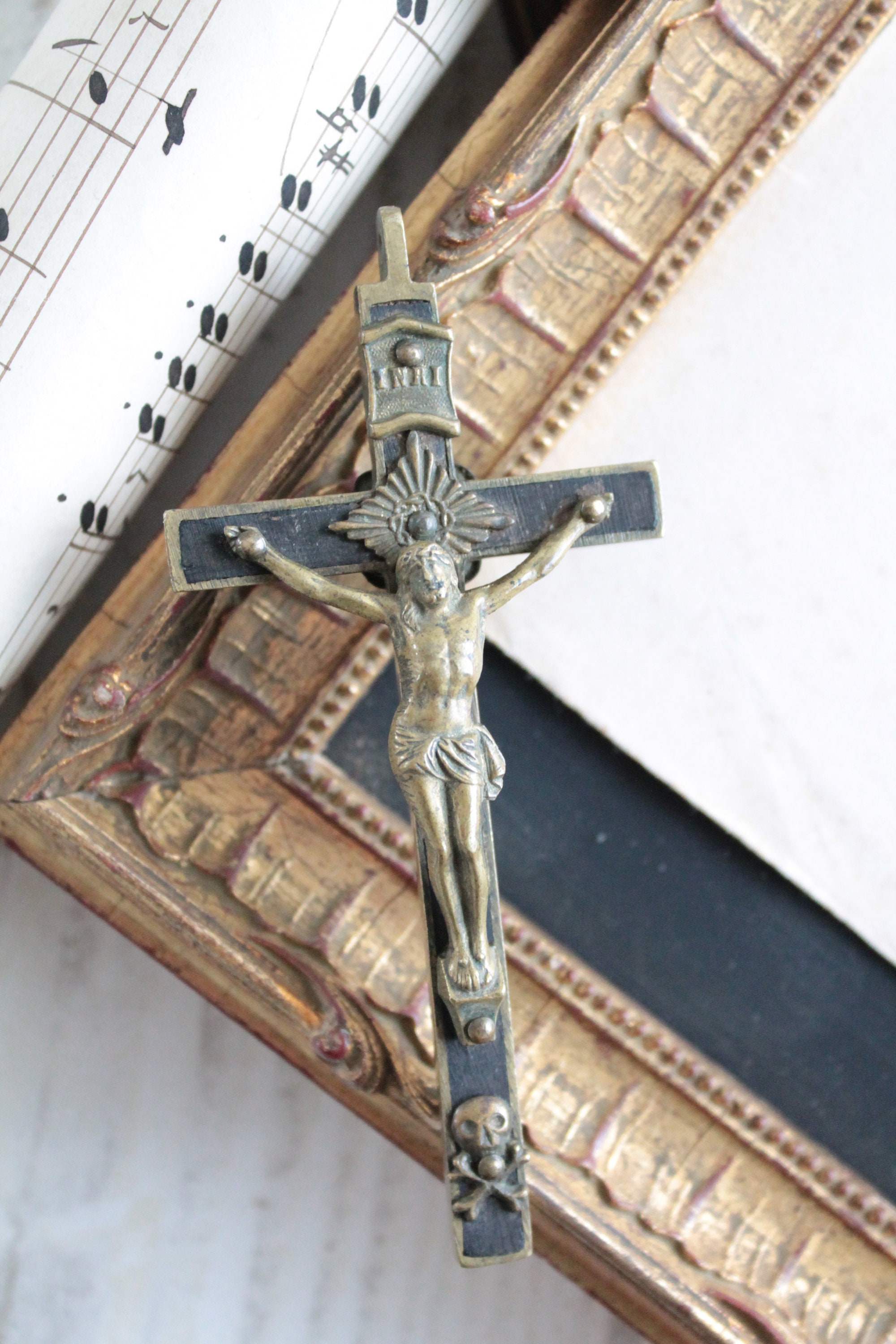 Croix avec Christ, Pendentif Ancien, Objet Ancien Religieux, Vintagefr, Inri, Ref1218