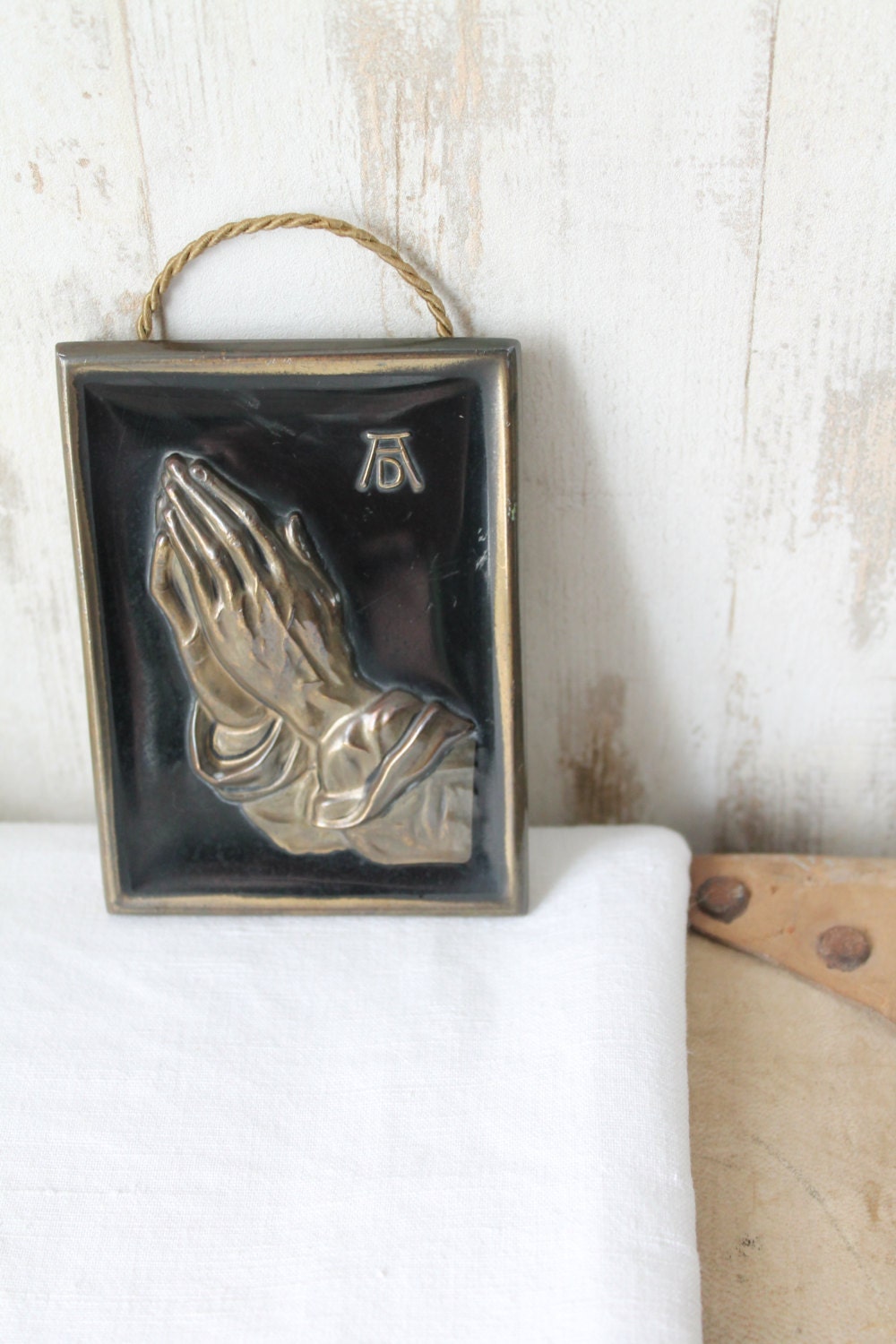 Petit Cadre de Prières en Bronze à Suspendre/ Prière/Religieux Spiritualité Décoration Religieuse, R