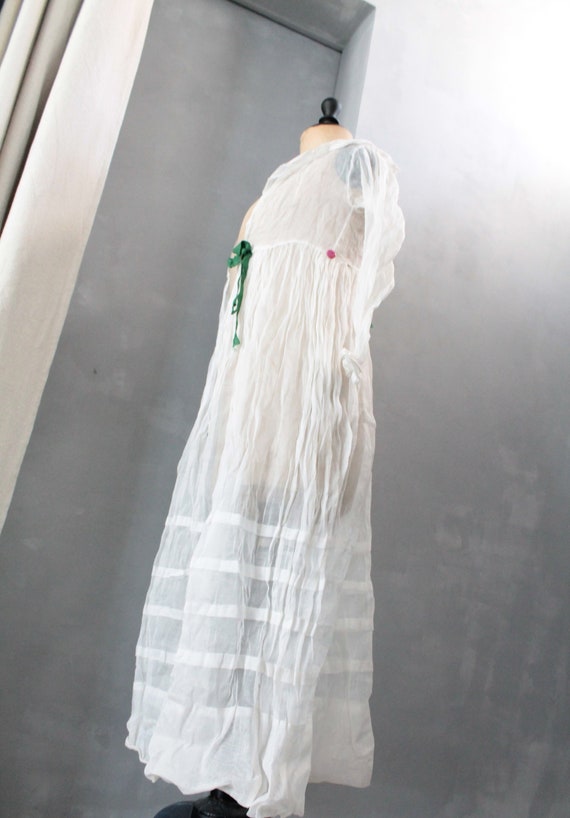 Old dress top,Linen Baptist, white veil dress, wed