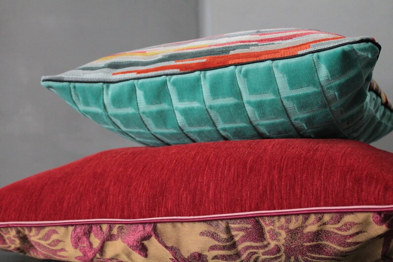 Unique Gifts Burgundy and Yellow Pillow Unique Pillow 191871 Large Velvet Upholstery Chair Bohemian Chic Orange Cushion