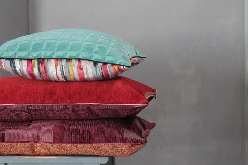 Unique Gifts Burgundy and Yellow Pillow Unique Pillow 191871 Large Velvet Upholstery Chair Bohemian Chic Orange Cushion
