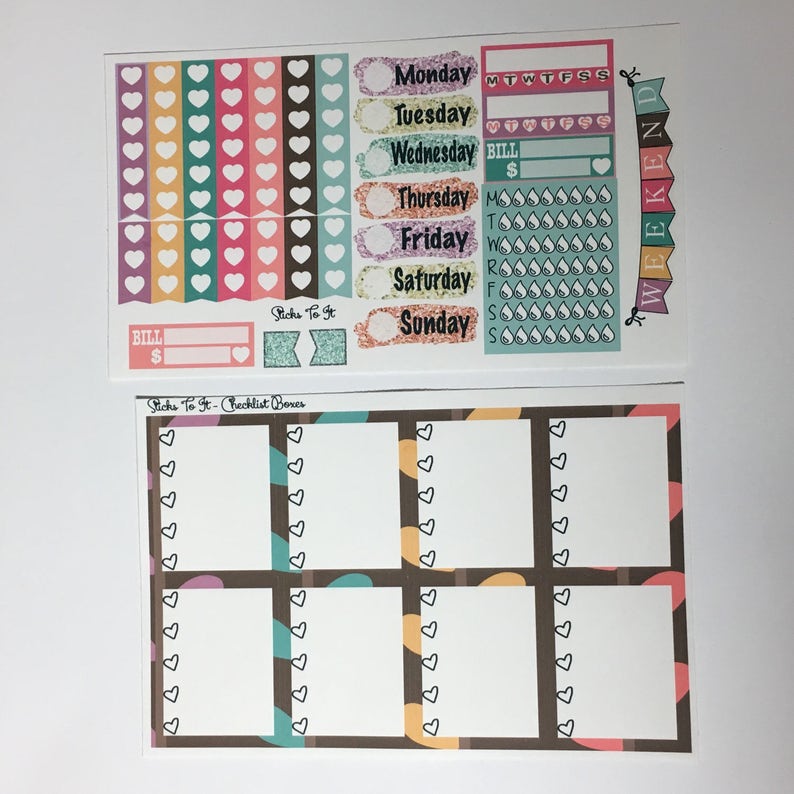 Pretty in Spring ECLP Weekly Kit Mambi Happy Planner Stickers Check Lists Daily Boxes Washi Strips