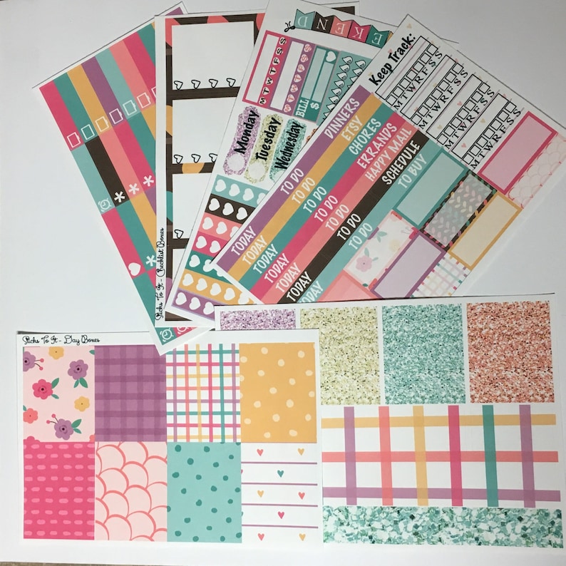 Pretty in Spring ECLP Weekly Kit Mambi Happy Planner Stickers Check Lists Daily Boxes Washi Strips
